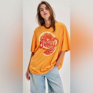NWT FREE PEOPLE RAGABOND HARVEST VINTAGE WASH TEE  JUICY ORANGE